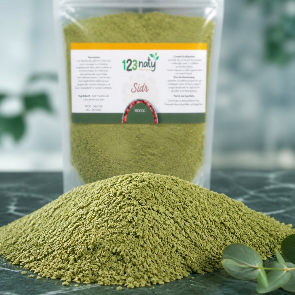 Feuille de jujubier (sidr) en poudre 100 g — Texture en gros plan