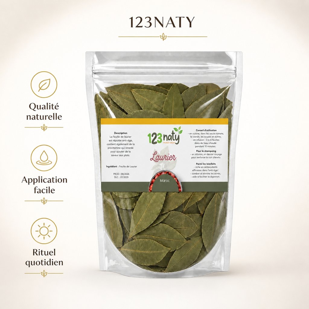 100g Feuille de Laurier | 123NATY — Infographie bénéfices clés