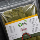100g Feuille de Laurier | 123NATY — Détail macro du flacon