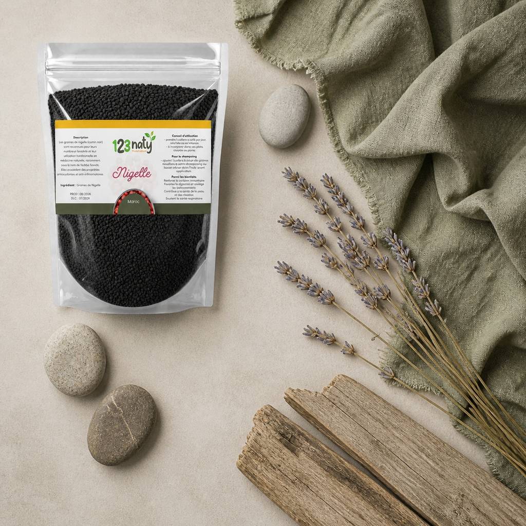 100g Graine de Nigelle | 123NATY — Ambiance flat lay