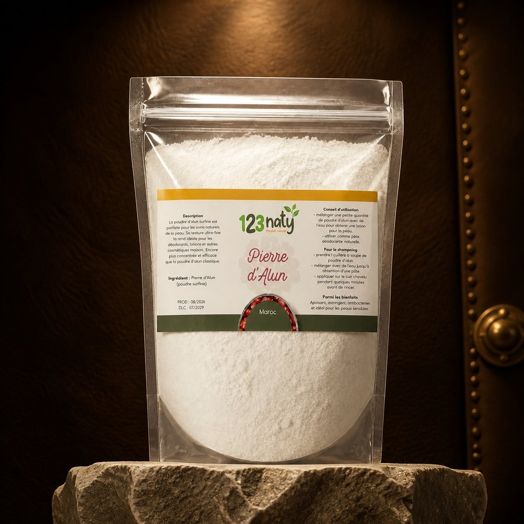 100g Pierre d'Alun Poudre Cristaux | 123NATY — Présentation premium