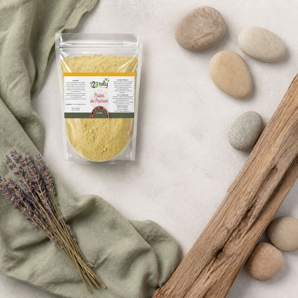 Pollen de palmier 100 g | Origine Arabie | 123NATY — Ambiance flat lay