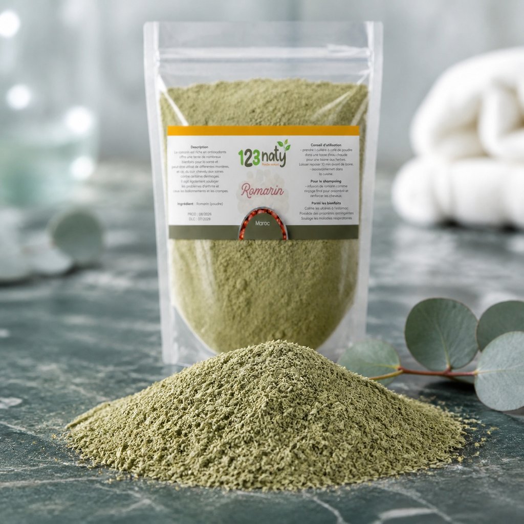 100g Romarin Poudre | 123NATY — Texture en gros plan
