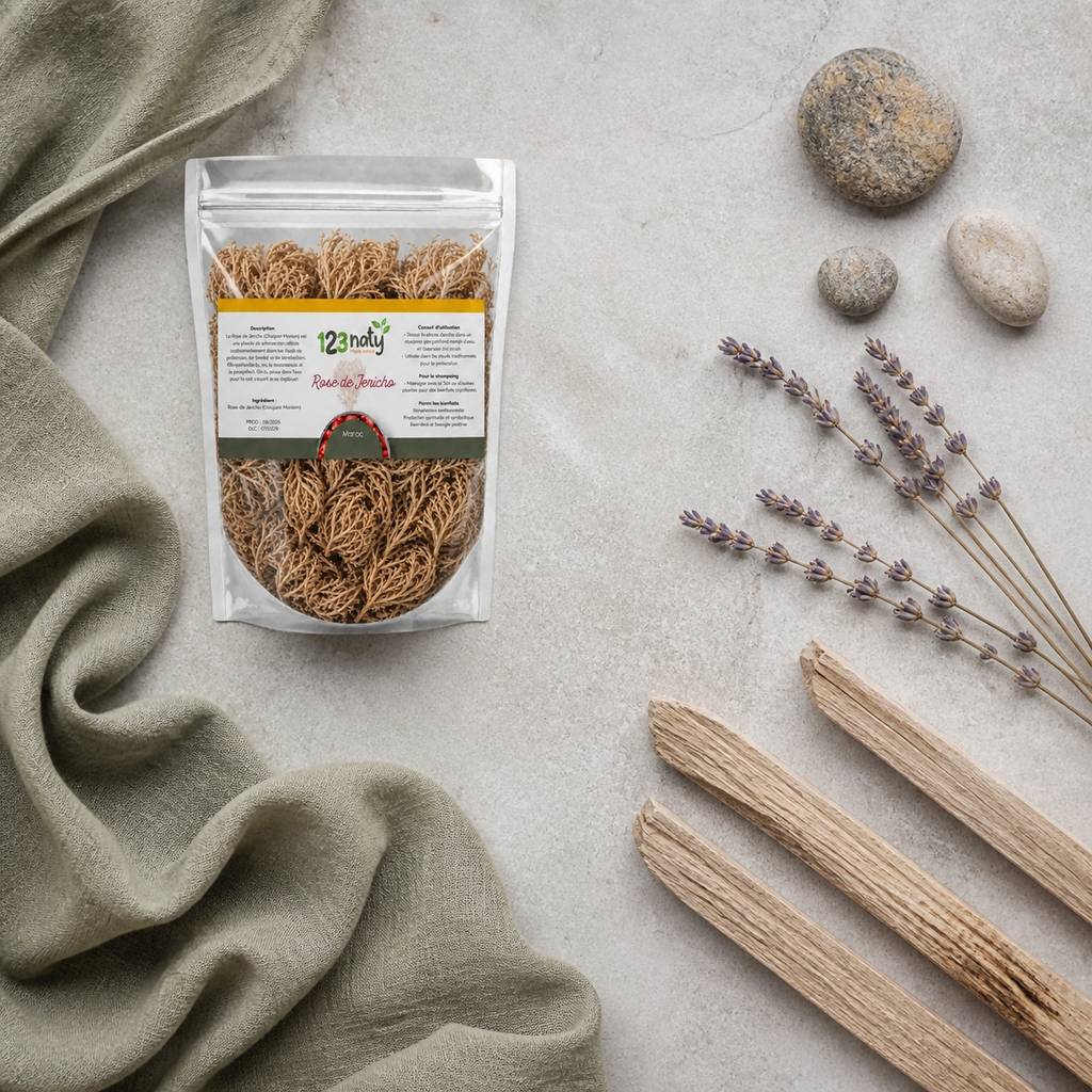 100g Rose de Jericho - Chajarat Mariam | 123NATY — Ambiance flat lay