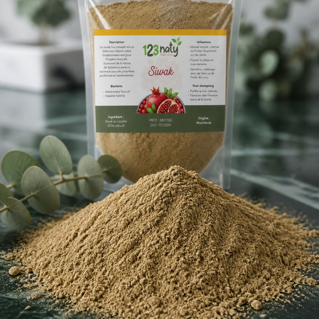 Siwak en poudre 100 g | Salvadora persica | Origine Mauritanie | 123NATY — Texture en gros plan