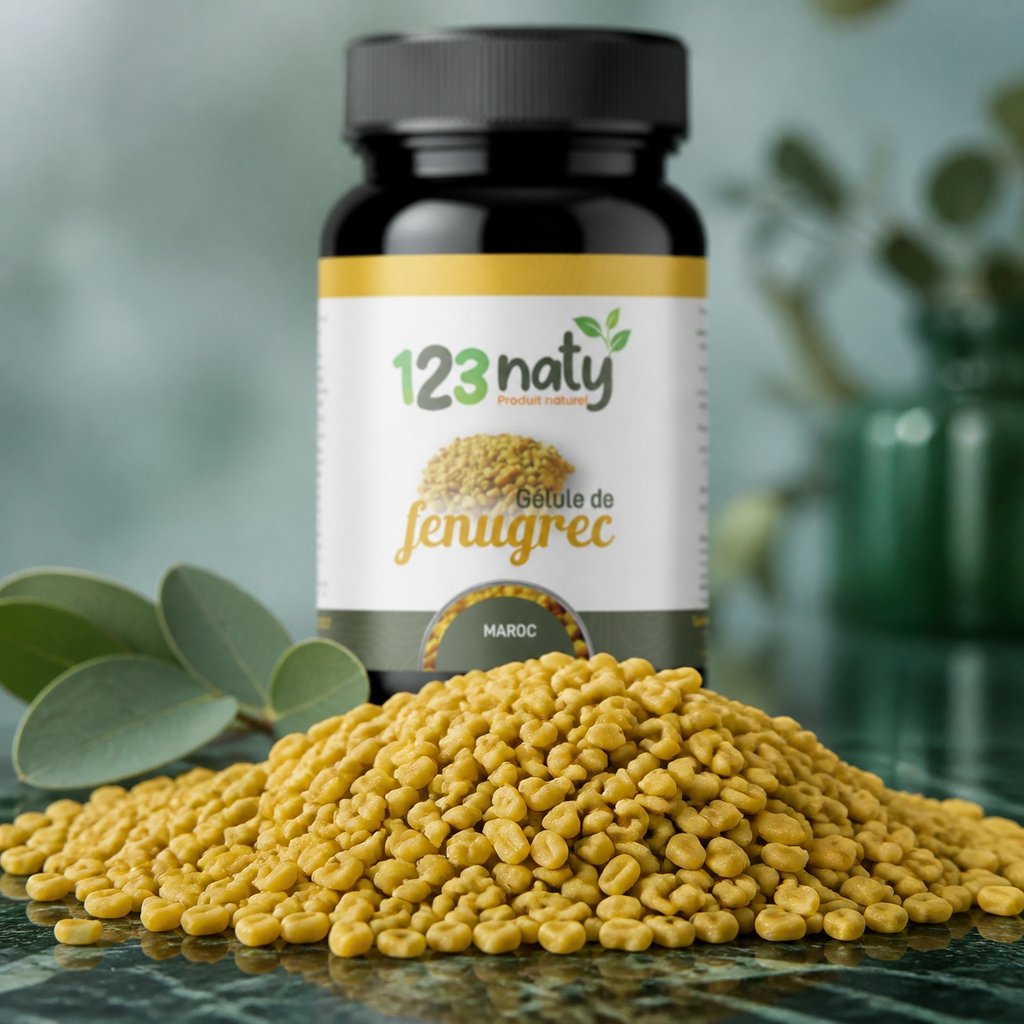 120 Gélule de Fenugrec | 123NATY — Texture en gros plan