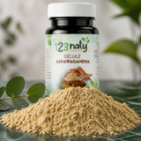 120 Gélules Ashwaganda 100% Naturel | 123NATY — Texture en gros plan