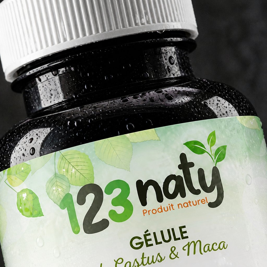 Costus Indien + Maca – 120 Gélules – Complément Naturel – Endurance & Immunité | 123NATY — Détail macro du flacon