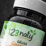 120 Gélules de Ginseng | 123NATY — Détail macro du flacon