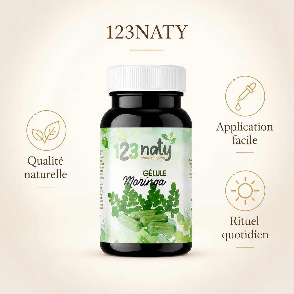 120 gélules de Moringa | 123NATY — Infographie bénéfices clés