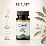 Sauge en Gélules – 280 mg – 120 Gélules – Bien-être Féminin | 123NATY — Infographie bénéfices clés