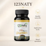120 Gélules Gingembre | 123NATY — Infographie bénéfices clés