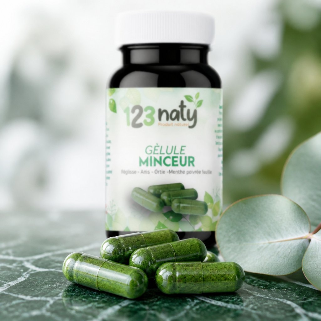 120 Gélules Minceur 100% Naturel | 123NATY — Texture en gros plan