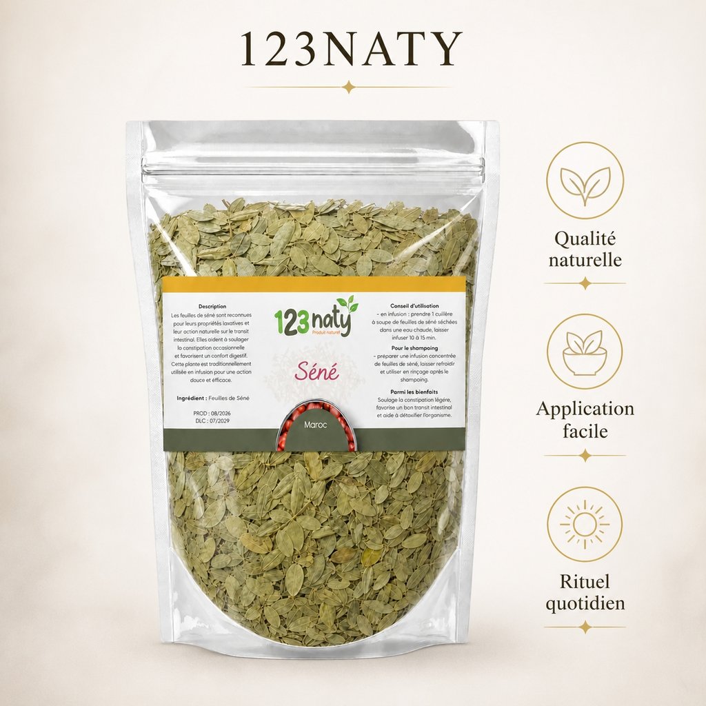 1kg Feuilles de Séné – Plante Médicinale Naturelle – Infusion Transit & Confort Digestif | 123NATY — Infographie bénéfices cl