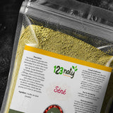 1kg Feuilles de Séné en Poudre – Plante Médicinale Naturelle – Détox | 123NATY — Détail macro du flacon