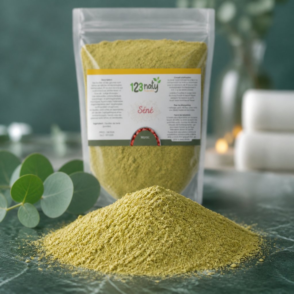 1kg Feuilles de Séné en Poudre – Plante Médicinale Naturelle – Détox | 123NATY — Texture en gros plan