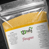 1kg Fenugrec en Poudre – 100% Naturel – Superaliment Santé & Bien-être | 123NATY — Détail macro du flacon