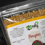 Graine de Fenugrec Entière – 1 kg | 123NATY — Détail macro du flacon