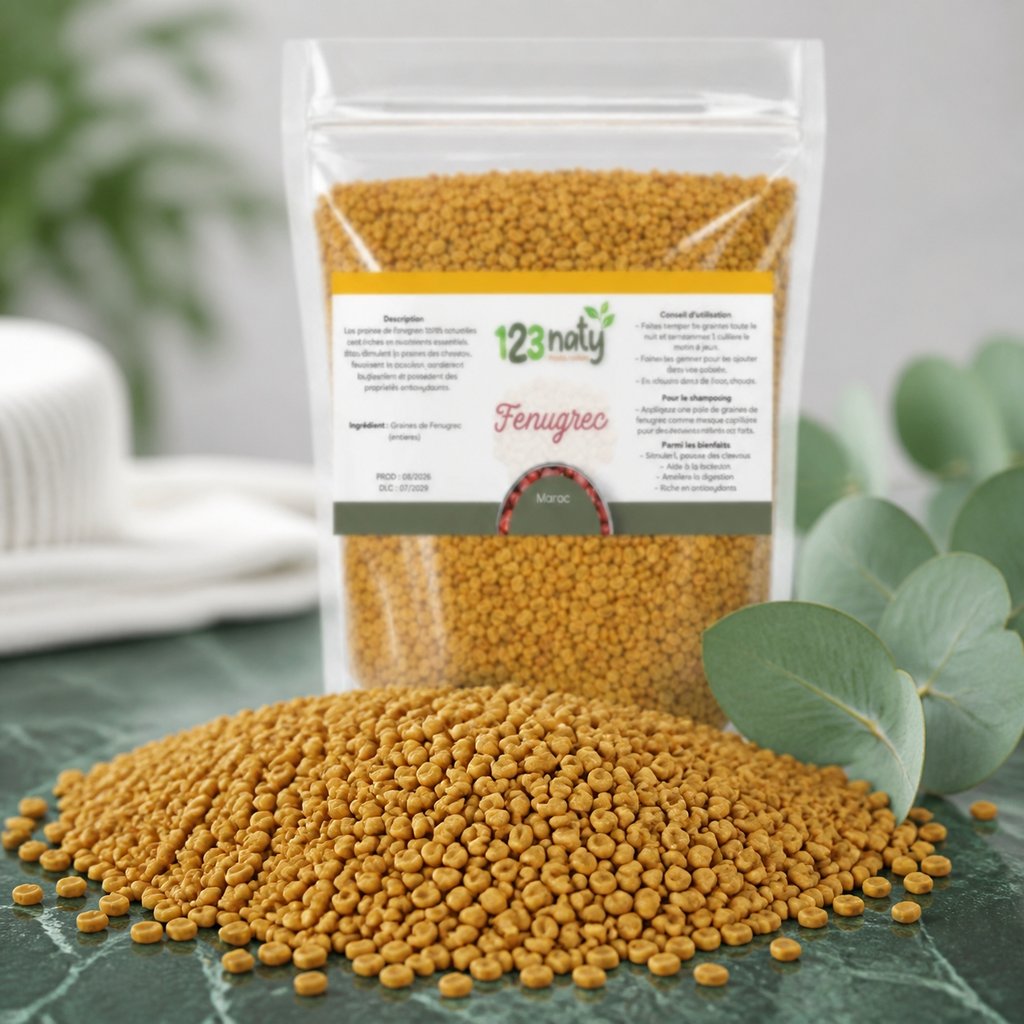 Graine de Fenugrec Entière – 1 kg | 123NATY — Texture en gros plan