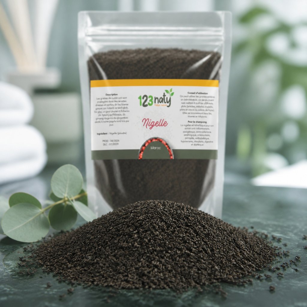 1kg Nigelle en Poudre – 100% Naturelle – Superaliment Santé & Bien-être | 123NATY — Texture en gros plan