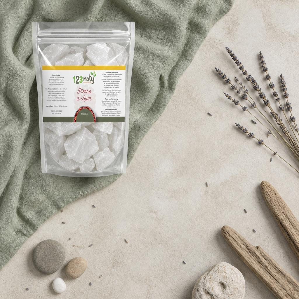 Pierre d’alun brute 1 kg | 123NATY — Ambiance flat lay
