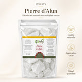 Pierre d’alun brute 1 kg | 123NATY — Infographie bénéfices clés