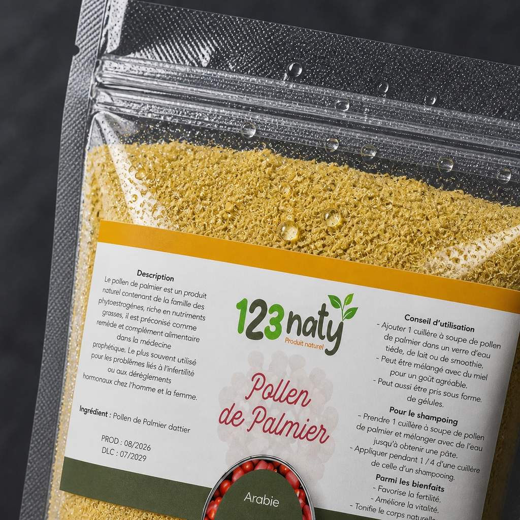1kg Pollen de Palmier Naturel – Fertilité & Vitalité – Produit Premium — Détail macro