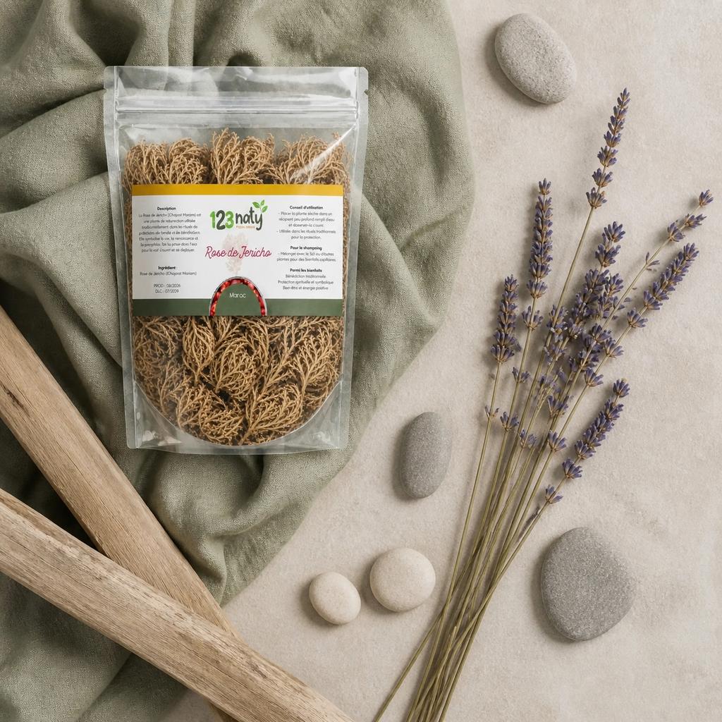 1kg Rose de Jericho - Chajarat Mariam | 123NATY — Ambiance flat lay