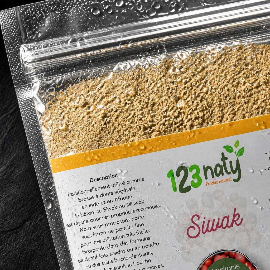 1kg Siwak en Poudre | 123NATY — Détail macro du flacon