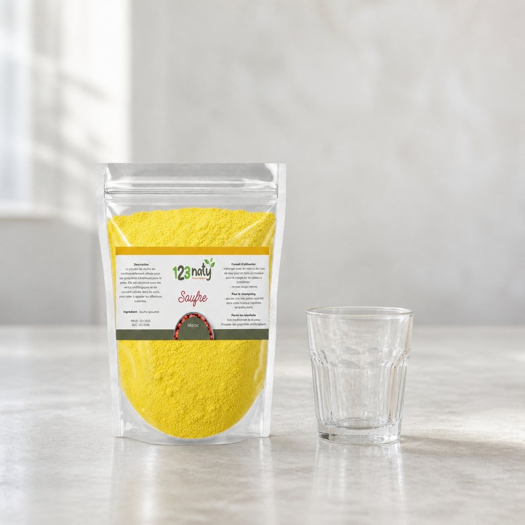 Soufre en poudre 1 kg | 123NATY — Taille réelle du produit
