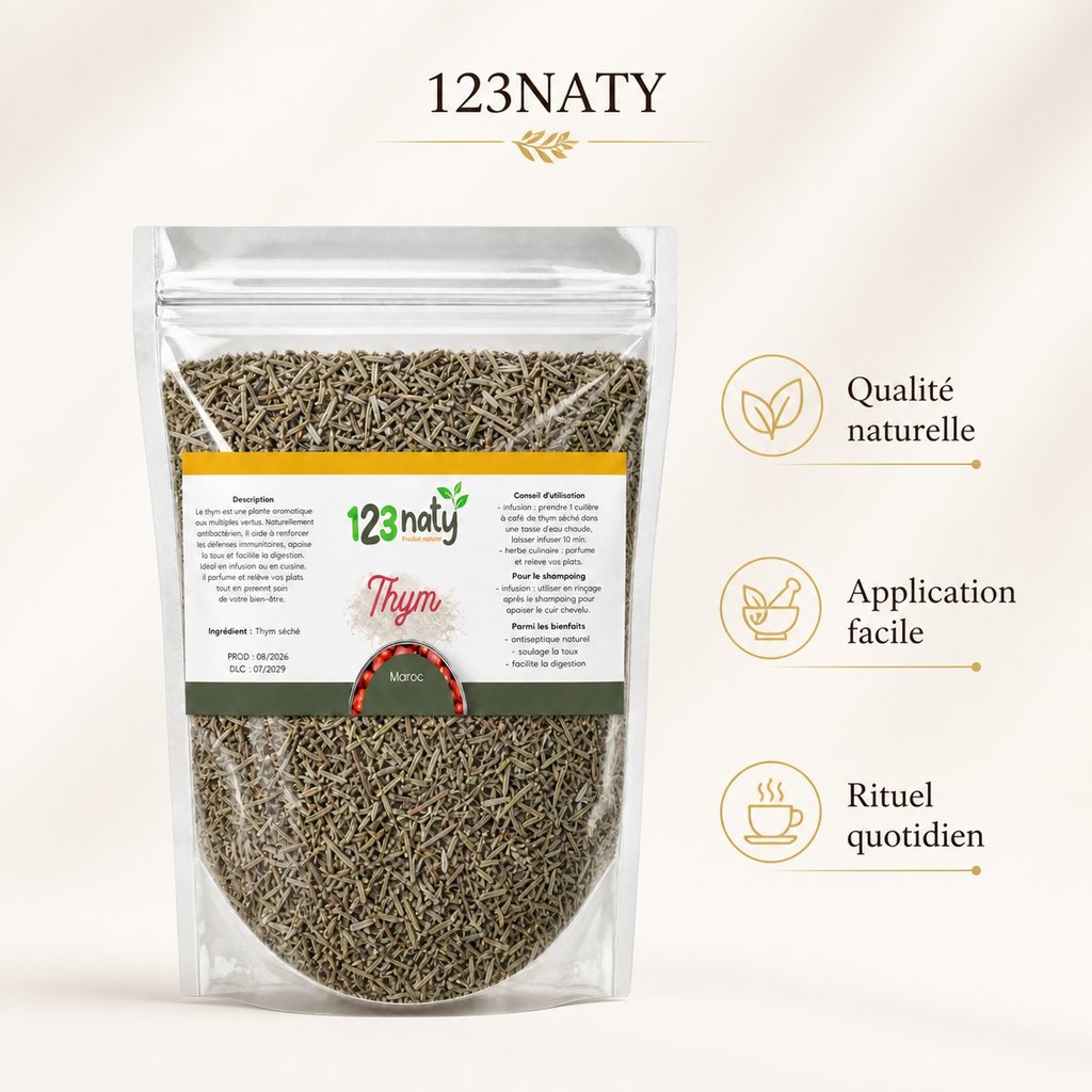 1kg Thym Séchée | 123NATY — Infographie bénéfices clés