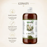 1L Huile d'Arbre de Thé Végétale | 123NATY — Infographie bénéfices clés