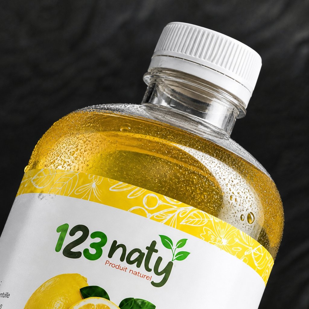 1L Huile de Citron | 123NATY — Détail macro du flacon