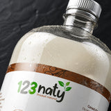 1L Huile de Coco | 123NATY — Détail macro du flacon