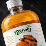 1L Huile de Curcuma | 123NATY — Détail macro du flacon