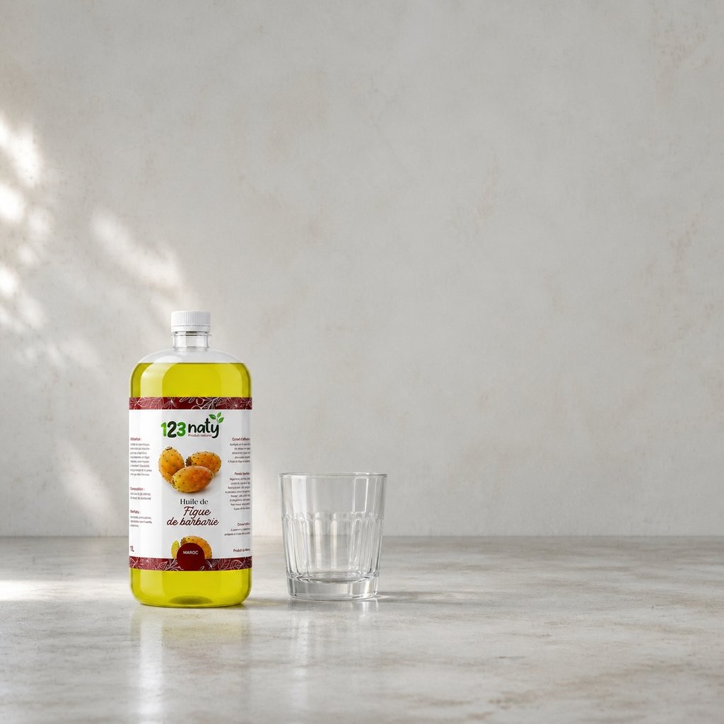 1L Huile de Figue de Barbarie (Macérat) – Soin Anti-Âge & Beauté Naturelle | 123NATY — Taille réelle du produit