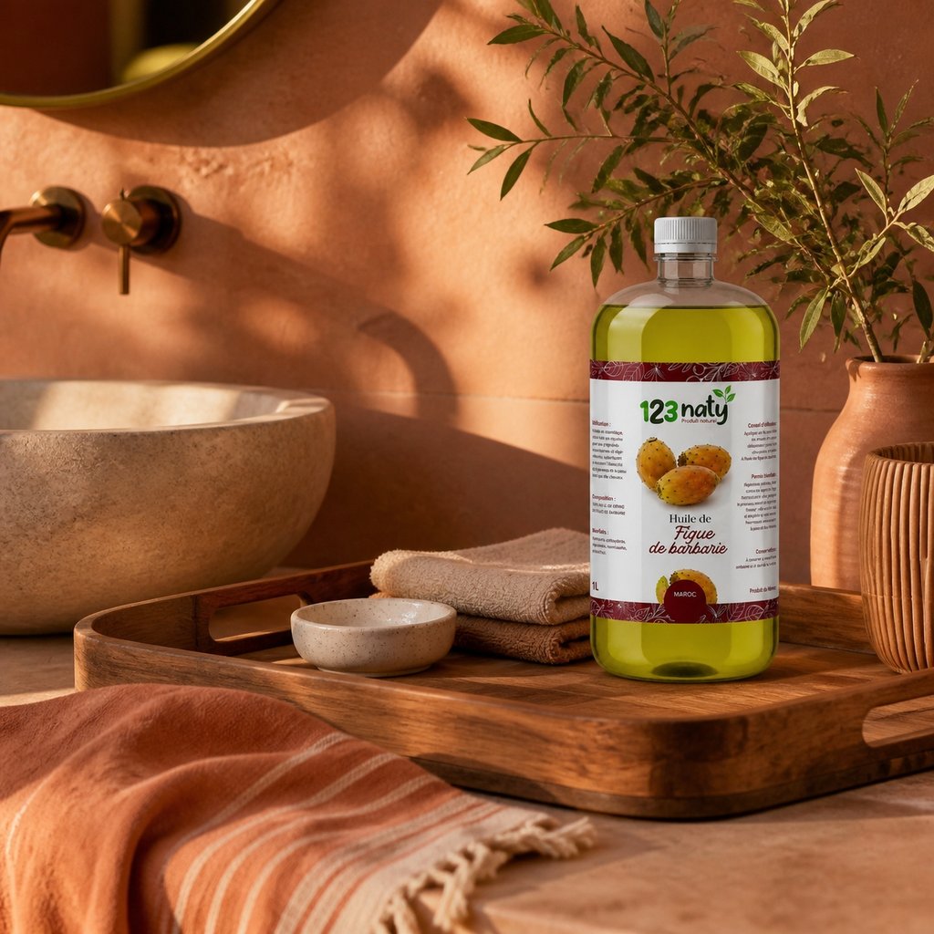 1L Huile de Figue de Barbarie (Macérat) – Soin Anti-Âge & Beauté Naturelle | 123NATY — Mise en scène d'usage
