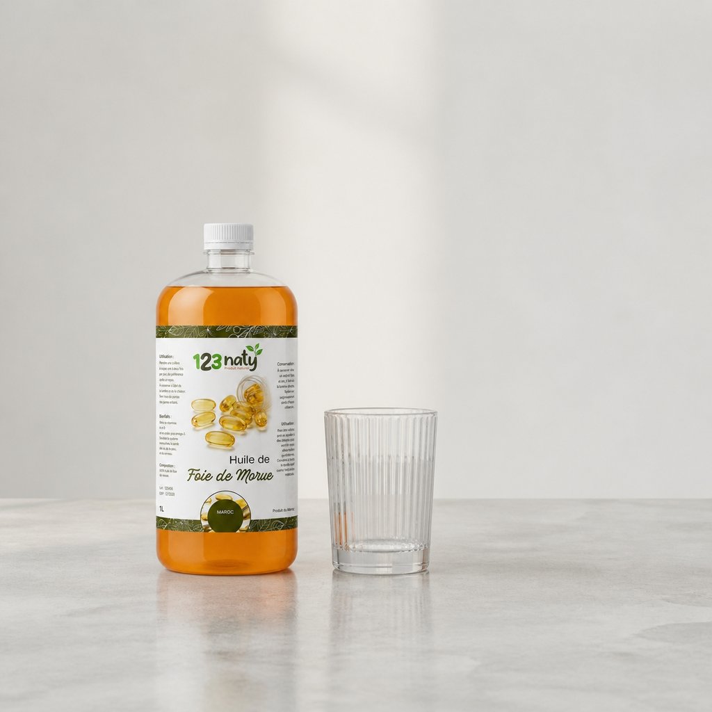 1L Huile de Foie de Morue Cosmétique | 123NATY — Taille réelle du produit