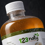 1L Huile de Foie de Morue Cosmétique | 123NATY — Détail macro du flacon