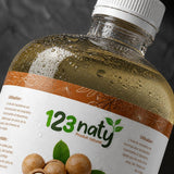 1L Huile de Macadamia | 123NATY — Détail macro du flacon