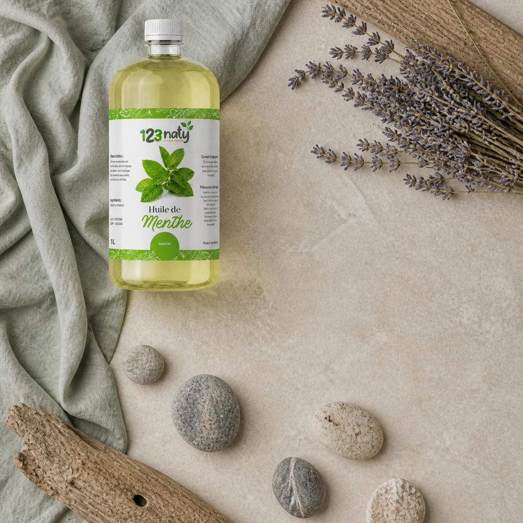 1L Huile de Menthe | 123NATY — Ambiance flat lay