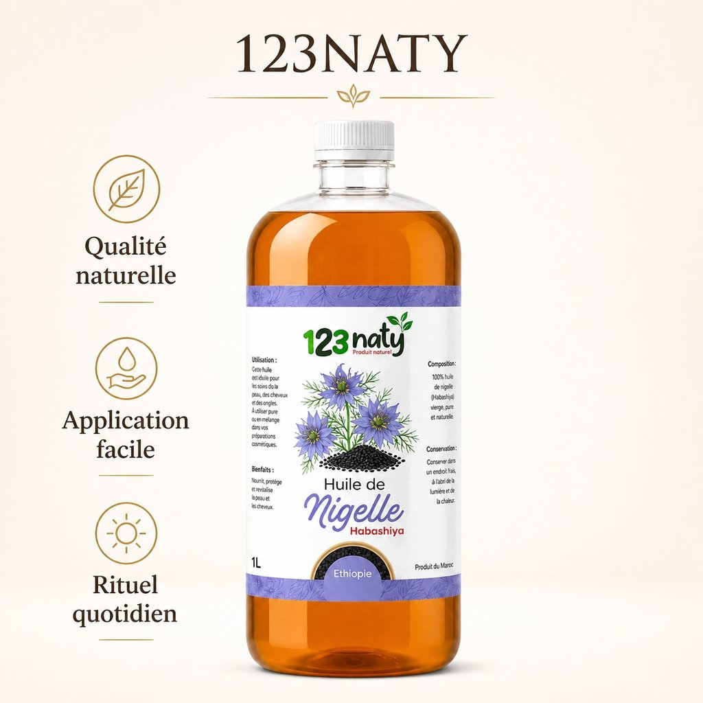 1L Huile de Nigelle Habachiya – Origine Éthiopie – Première Pression à Froid – Qualité Pre | 123NATY — Infographie bénéfices 