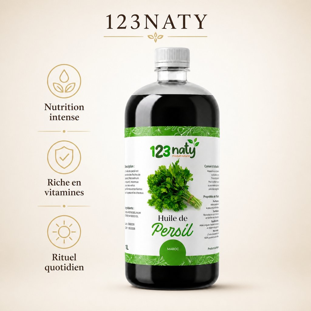 1L Huile de Persil | 123NATY — Infographie bénéfices clés