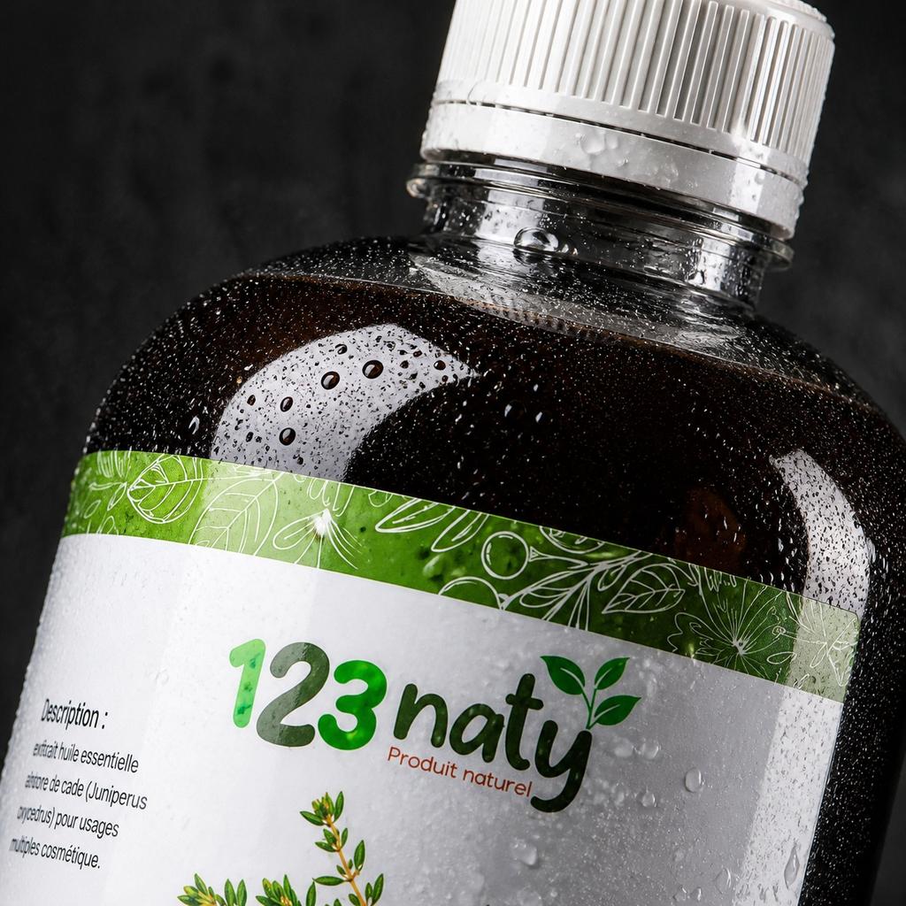 1L Huile de Thym | 123NATY — Détail macro du flacon
