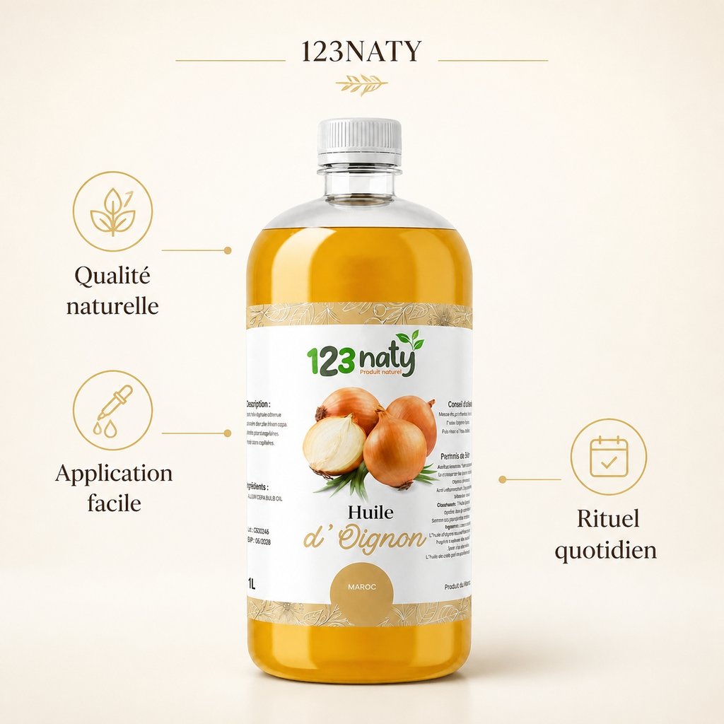 1L Huile d'Oignon | 123NATY — Infographie bénéfices clés