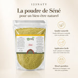 Pack 1kg Feuille de Séné & 1kg Feuille de Séné en Poudre | 123NATY — Infographie bénéfices clés