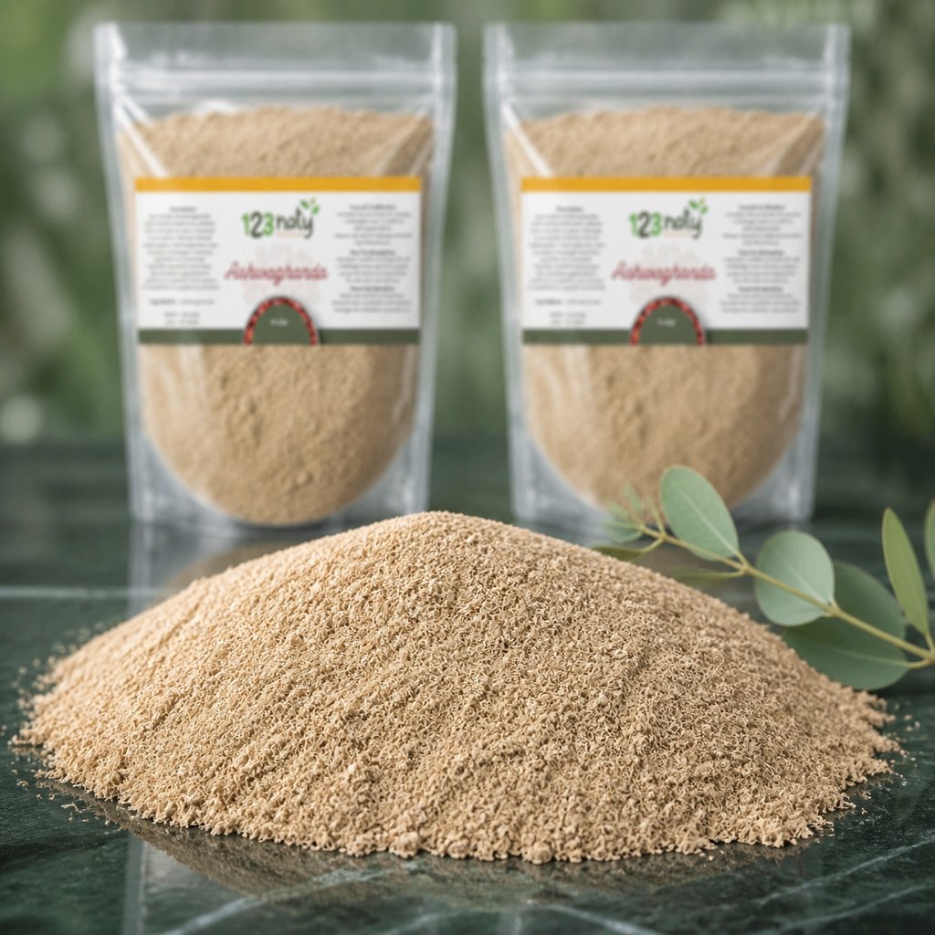 2X  100g Ashwaghanda en Poudre | 123NATY — Texture en gros plan