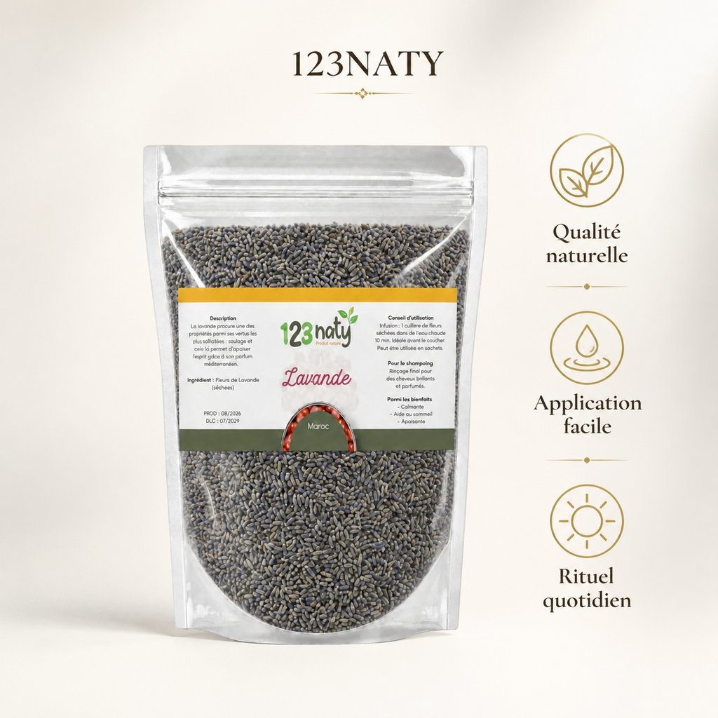 2X 100g Fleur de Lavande séché | 123NATY — Infographie bénéfices clés