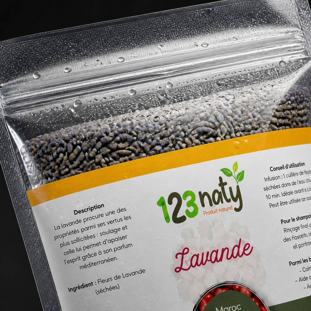 2X 100g Fleur de Lavande séché | 123NATY — Détail macro du flacon