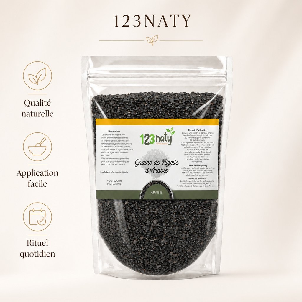 2X 100g Graine de Nigelle d'Arabie | 123NATY — Infographie bénéfices clés